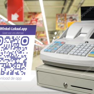 Toonbank display met QR-code